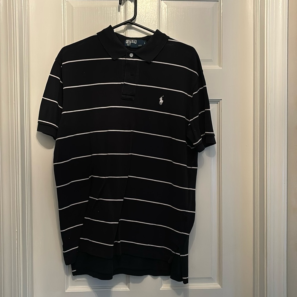 Mens  Black and white striped Polp by Ralph Lauren